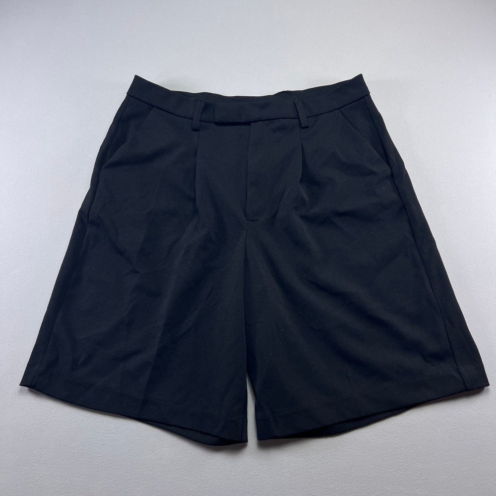 Dictionary Tailored Shorts Womens Large Black Pleated Stretch Relaxed High Rise